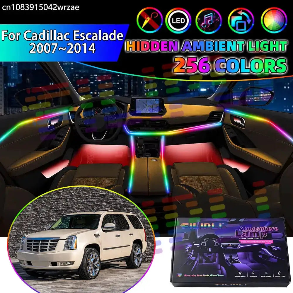 For Cadillac Escalade 2007~2014 MK3 RGB Car Interior Ambient Lights Strips Breathing Lighting Kit App Control LED strips Auto by InterCyprus Trading Ltd