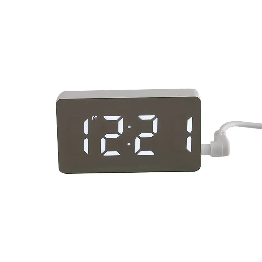 LED Smart Digital Alarm Clock with Intelligent Light Detection white