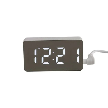 LED Smart Digital Alarm Clock with Intelligent Light Detection white