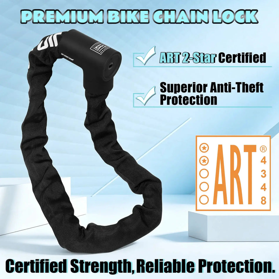 MTB Mountain Bike Lock with 2 Keys for Scooter Electric Bike Motorbike 1M Bicycle Chain Lock Portable Anti-theft High Security by InterCyprus Trading Ltd