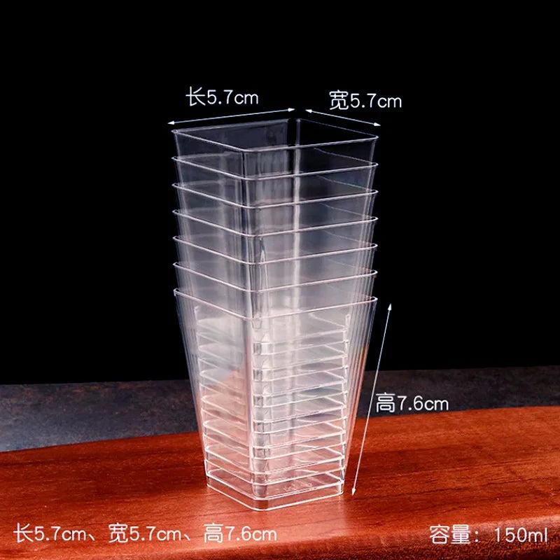 50/25 Pack 5 Oz Mini Dessert Cups &ndash; Square Tall Clear
