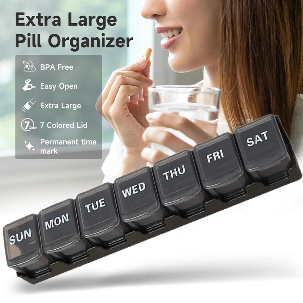 YQQGD 7 Day Pill Organizer &ndash; BPA Free and Travel Friendly