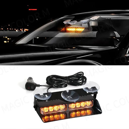 LED Car Strobe Light For Emergency Flash Warning Lamp Windshield Bar 8 Beads Red Blue Amber White Waterproof Auto Light Assembly by InterCyprus Trading Ltd