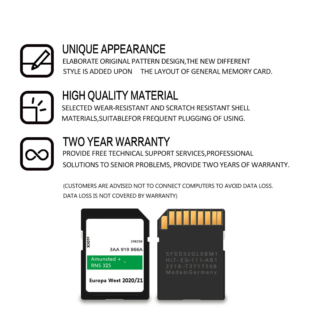 RNS 315 Navigation SD Card 8GB &ndash; 2020/21 Maps Included