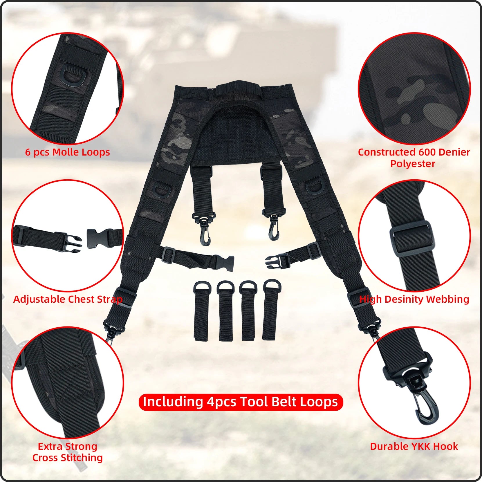 Police Duty Suspenders &ndash; Adjustable Straps and 4 Tool Loops