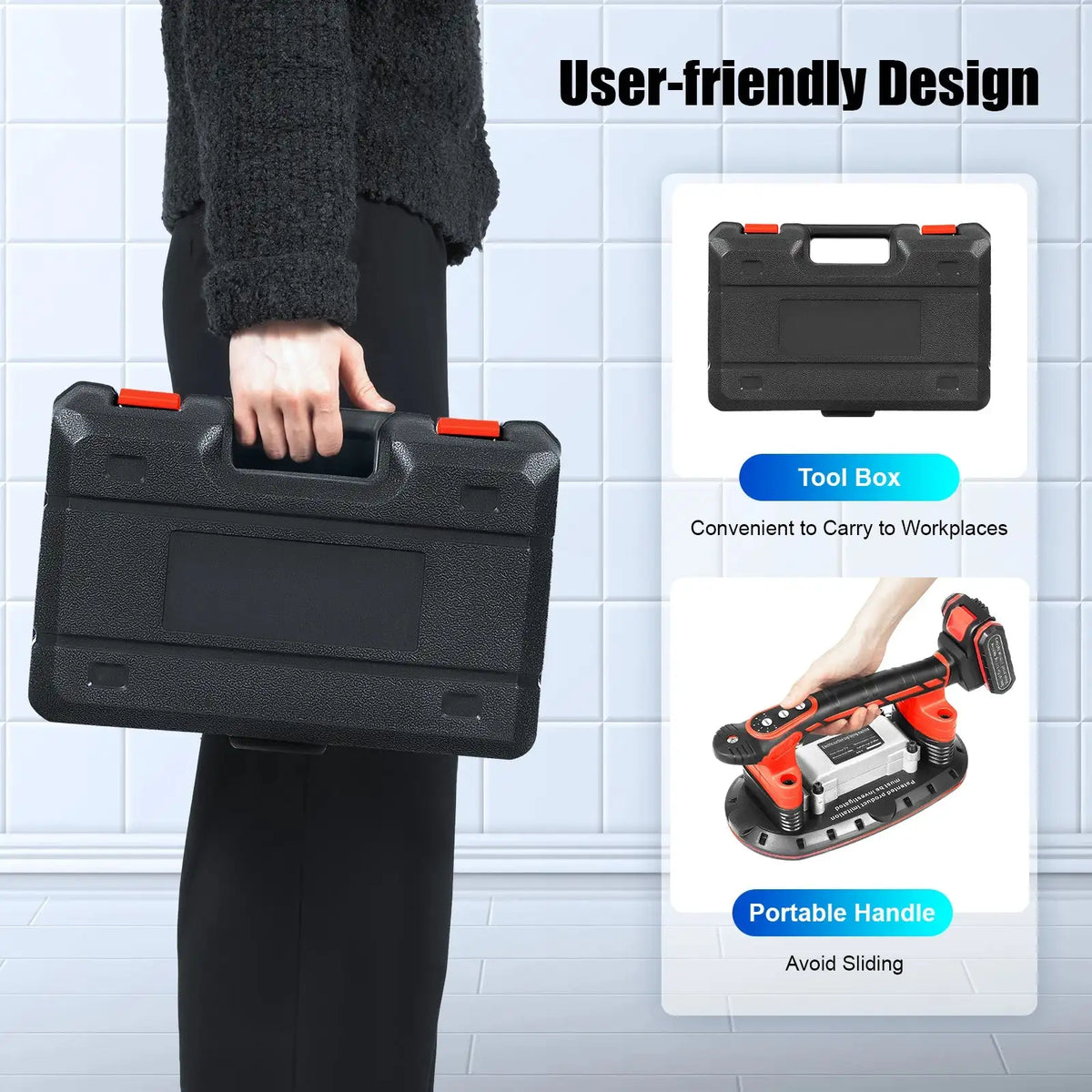 Tile Vibration Tool With Vacuum Cup 21V &ndash; Durable Design