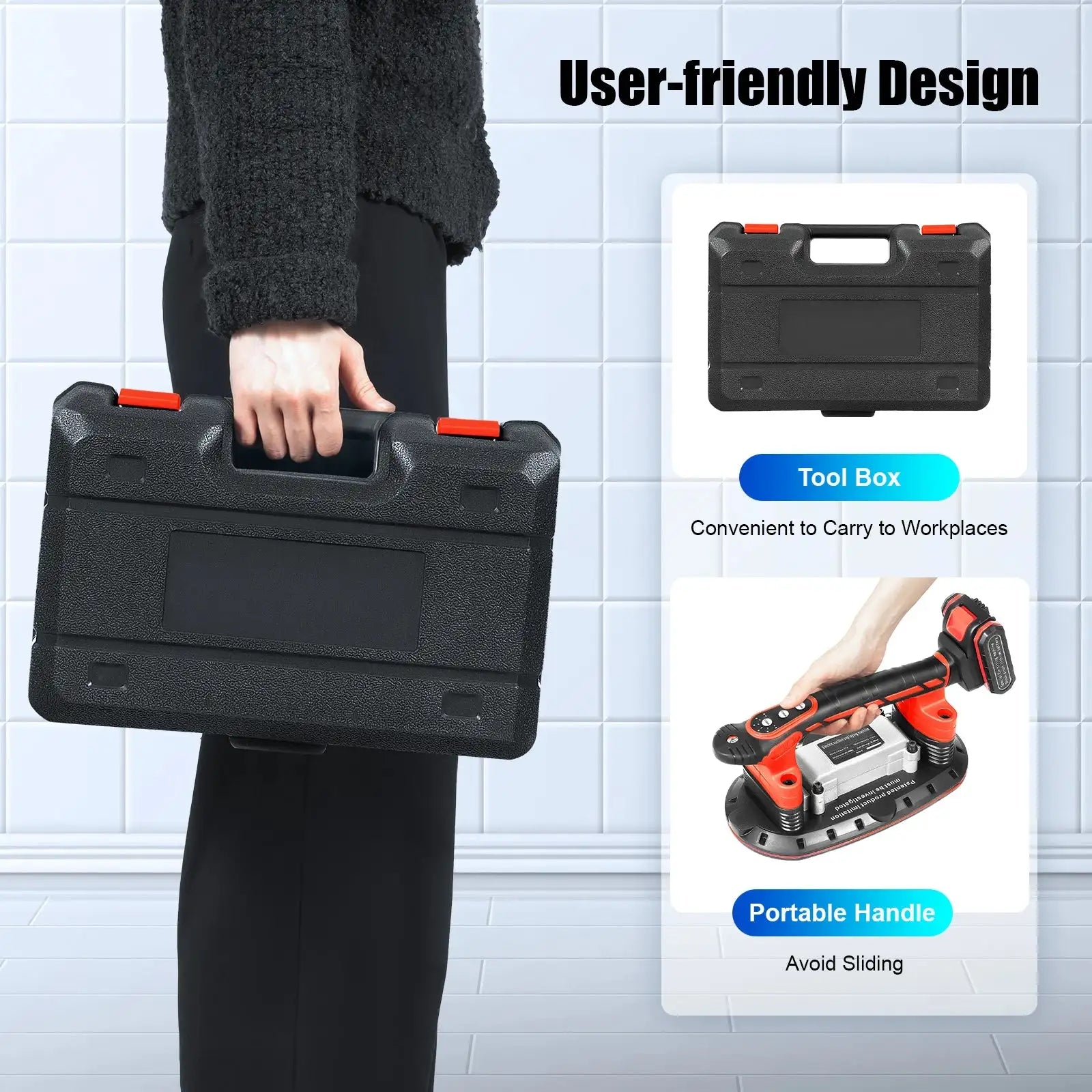 Tile Vibration Tool With Vacuum Cup 21V &ndash; Durable Design