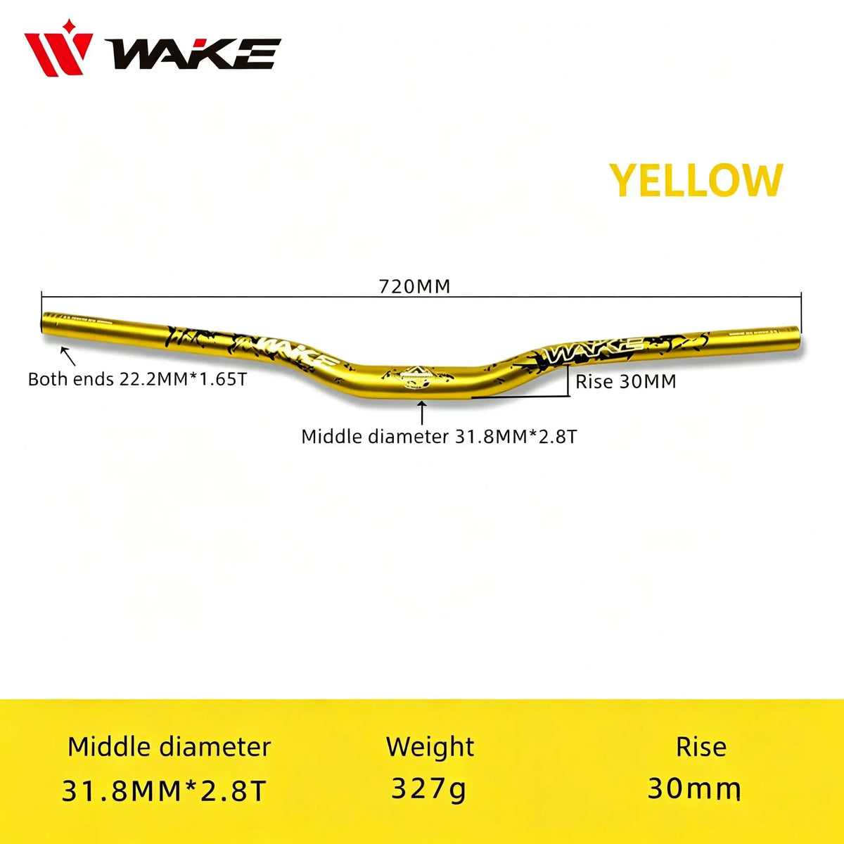 WAKE 30mm Riser Mountain Bike Handlebar 31.8mm*720/780mm Bicycle Handlebar Aluminum Alloy Bicycle Riser Bar Cycling Handle Bar by InterCyprus Trading Ltd
