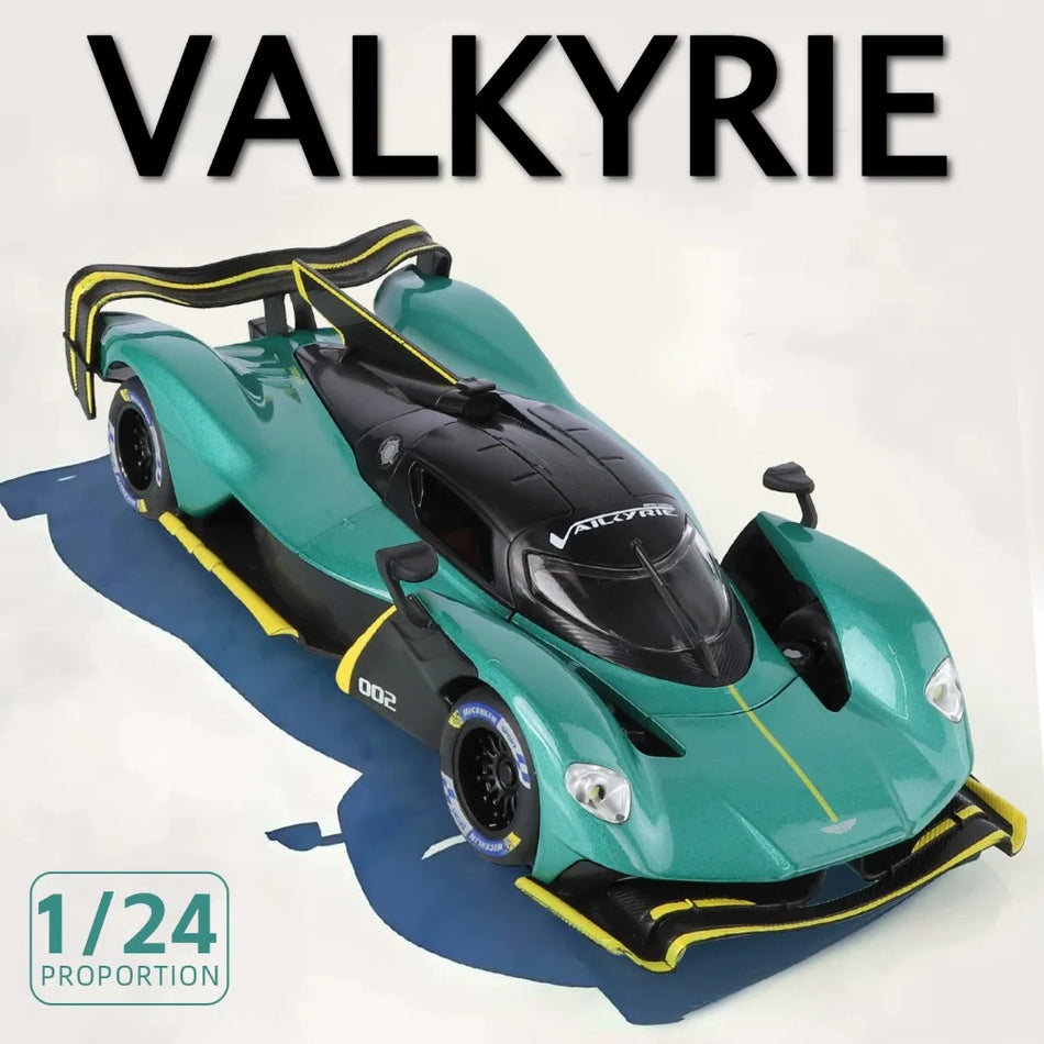 Model de mașină diecast Valkyrie Senna la scară 1:24 cu uși deschise și anvelope din cauciuc