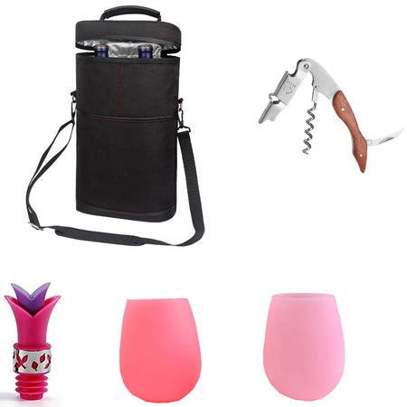 Soft Cooler Wine Bottle Bag &ndash; Keeps Drinks Cold Anywhere Black Wine Set