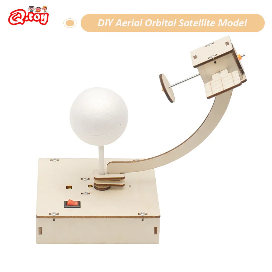 Quebra-cabeças de madeira modelo de satélite orbital aéreo DIY brinquedo STEM
