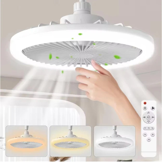 Rotatable 3in1 Ceiling Fan Light E27 LED &ndash; Remote Controlled 85-265V / WHITE