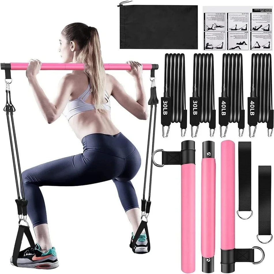 Sada Pilates tyčí s odporovými pásy pro cvičení celého těla doma