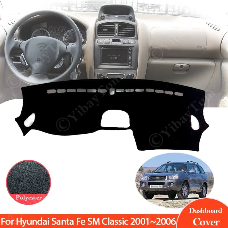 Cubierta de tablero de poliéster para Hyundai Santa Fe SM Classic 2001-2006