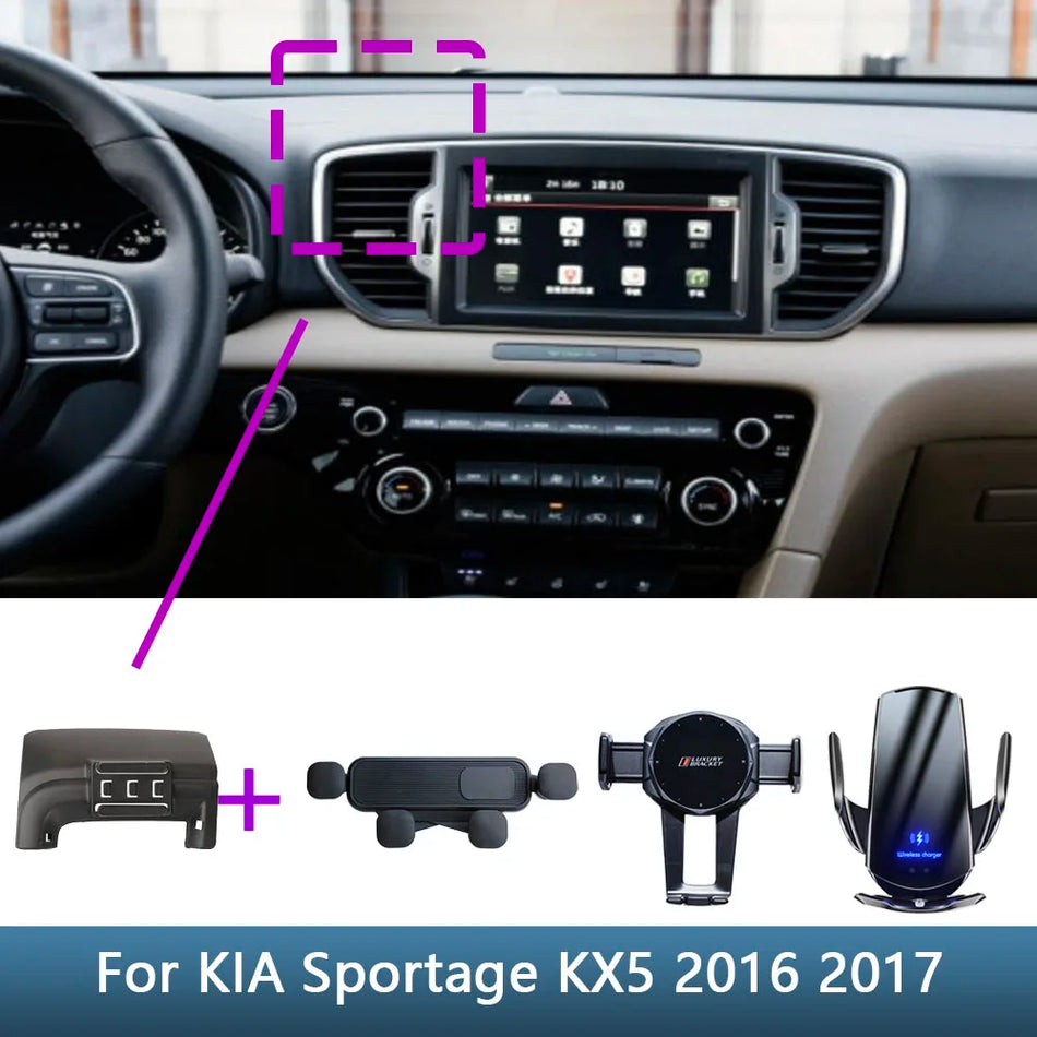 Soporte Kia Sportage KX5 con base fija de carga inalámbrica