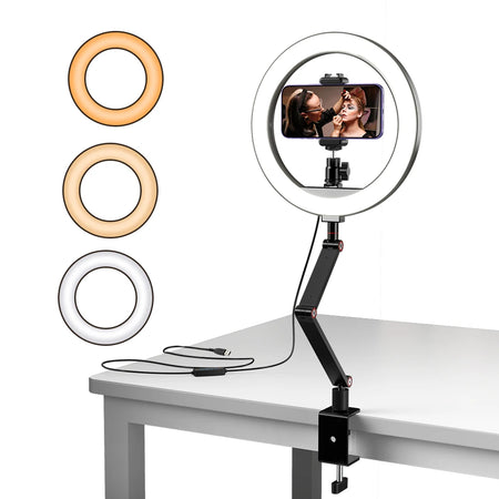 APEXEL Adjustable Selfie Ring Light with Tripod and Phone Holder