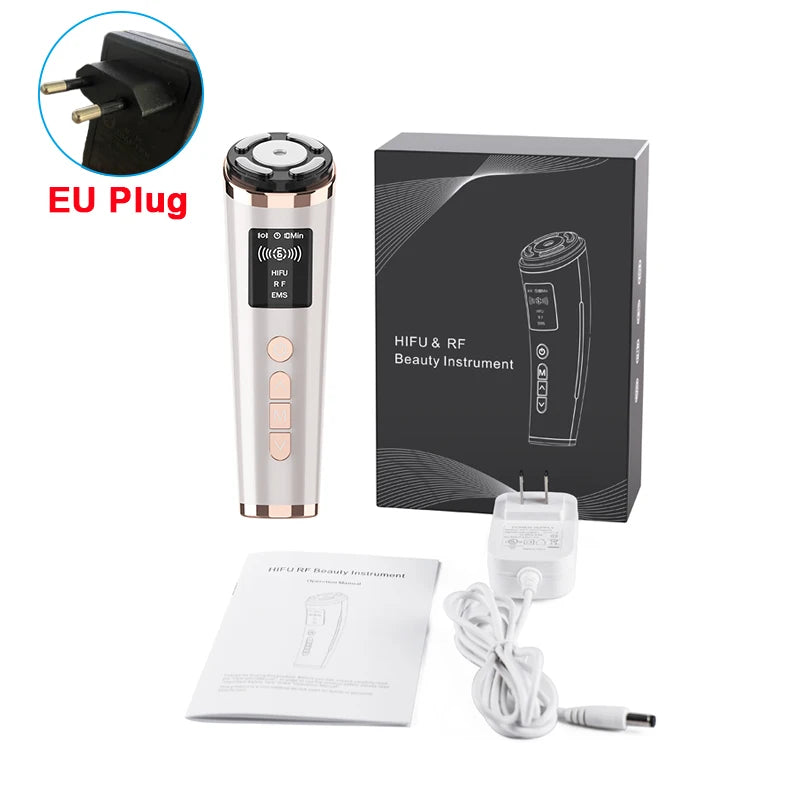 Hifu Face Lifting Facial Massage EMS Facial Microcurrent Skin Rejuvenation Anti-aging Facial Lifting Massager Mini Hifu Machine EU Plug 220V