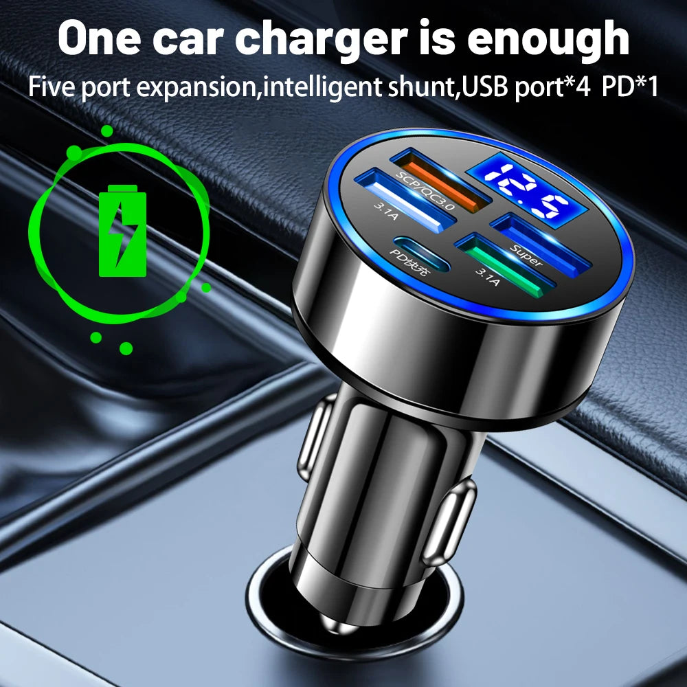 250W 5-Port Fast Charge Car Charger