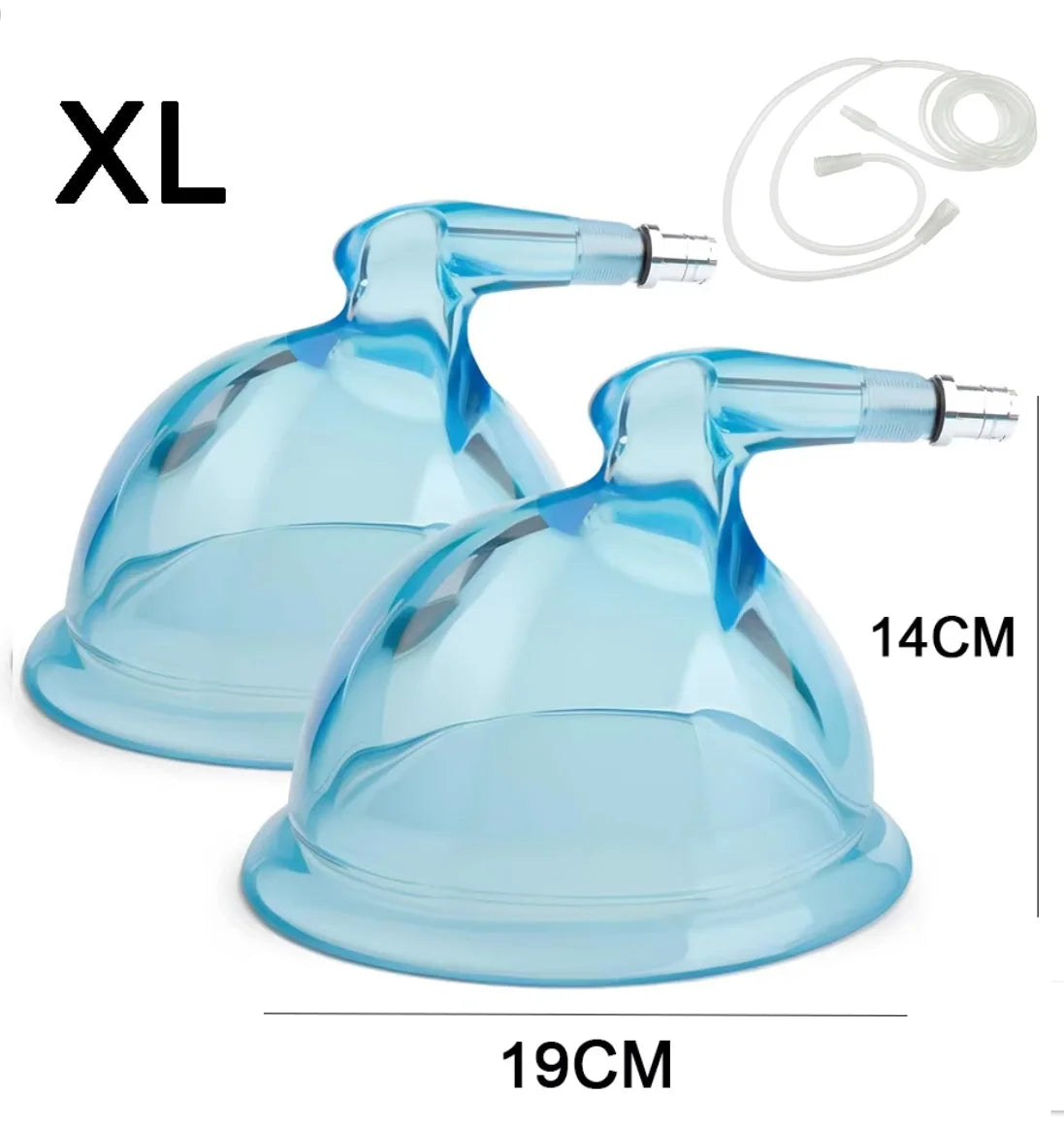 Colombian Buttocks Cups XXL With Y Hose &ndash; Vacuum Therapy XL Size 19cm