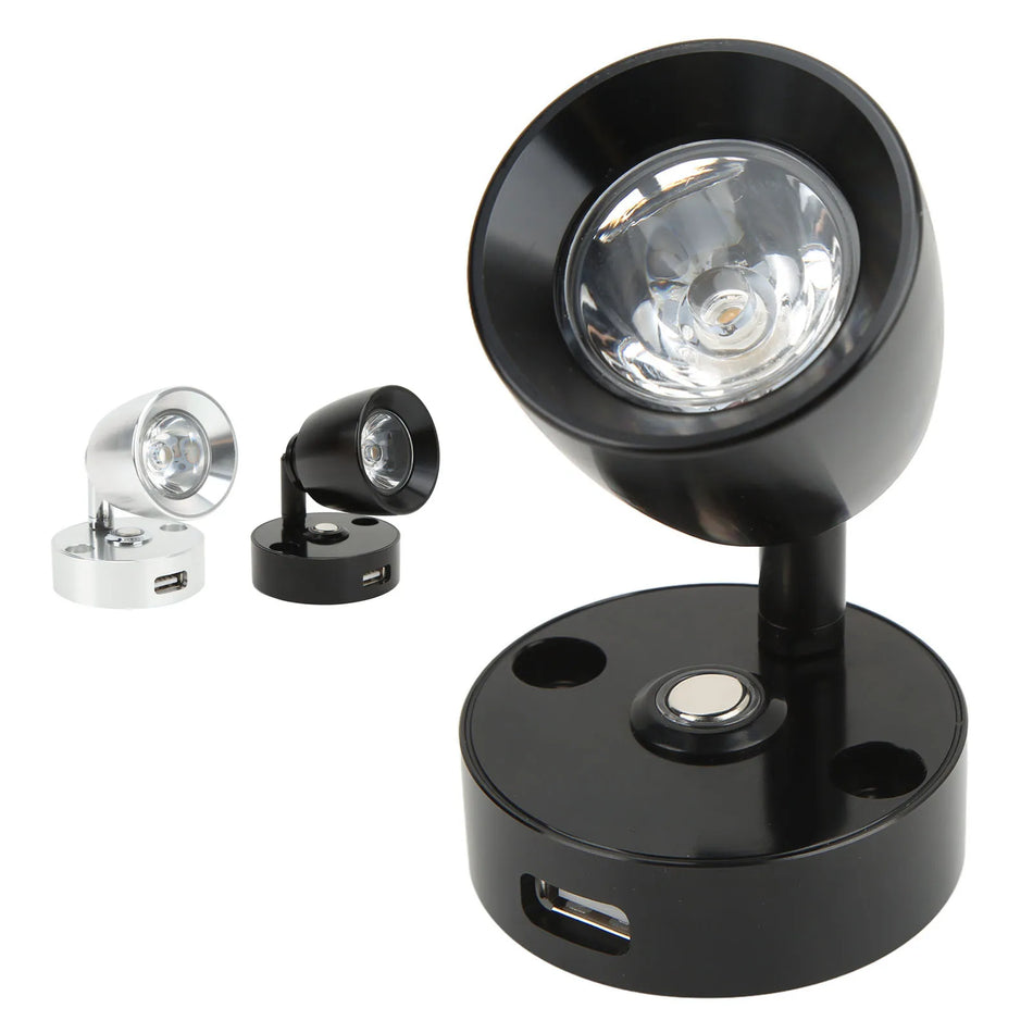 Luz de lectura LED RV con puerto USB, luz interior de montaje en pared para caravana