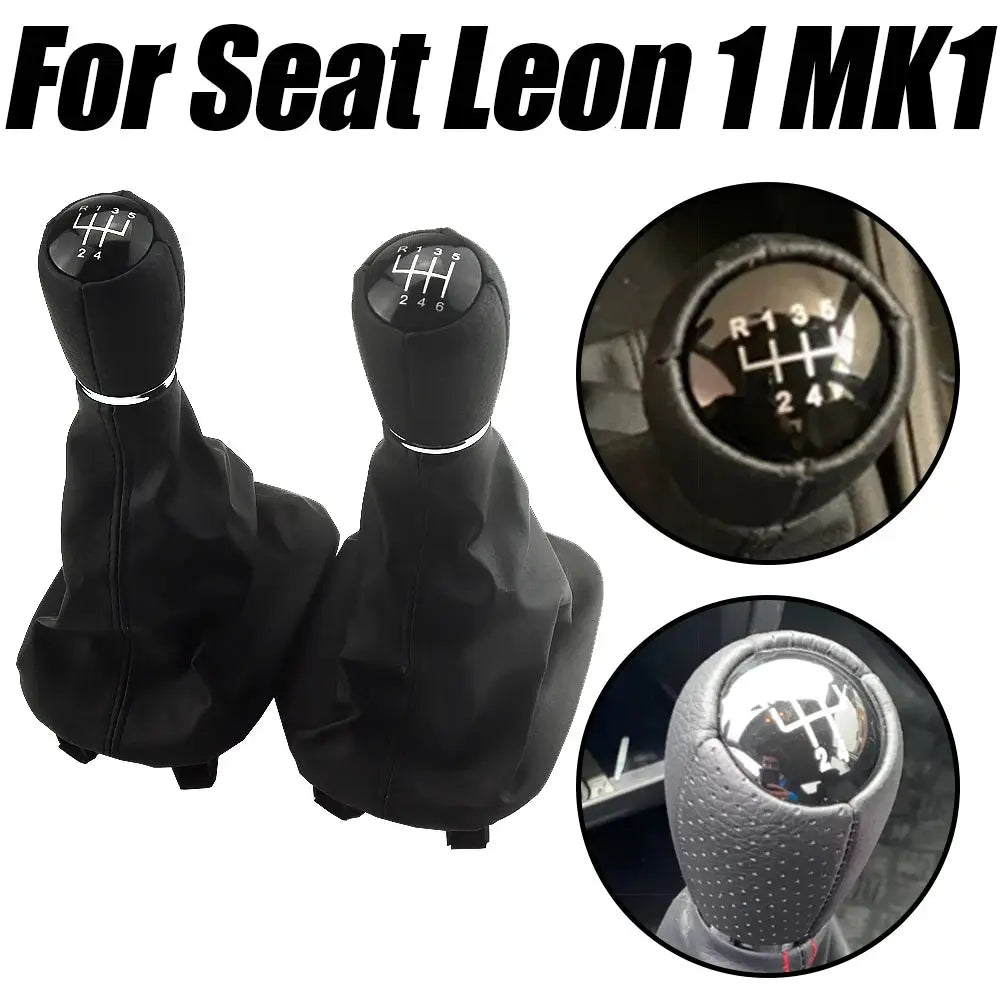 Gear Shift Knob With Leather Grip For Seat Leon Mk1 5 Speed by InterCyprus Trading Ltd