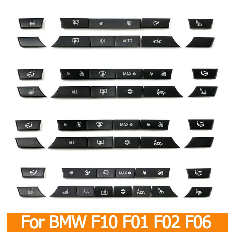 Capas dos Botões do Ar Condicionado do Painel para BMW F10 F18 F06 F12 X5 X6 Substituição Direta em Borracha Preta Proteção do Acabamento Interior