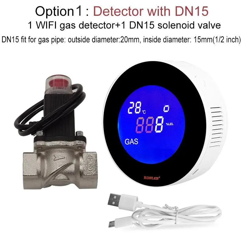Tuya Gas Leak Detector With Solenoid Valve &ndash; Methane Alarm with DN15 Valve