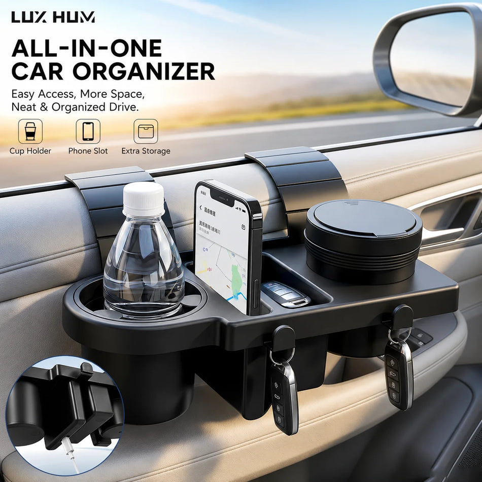 Organizzatore Universale per Porta Auto con Porta Tazza e Slot per Telefono
