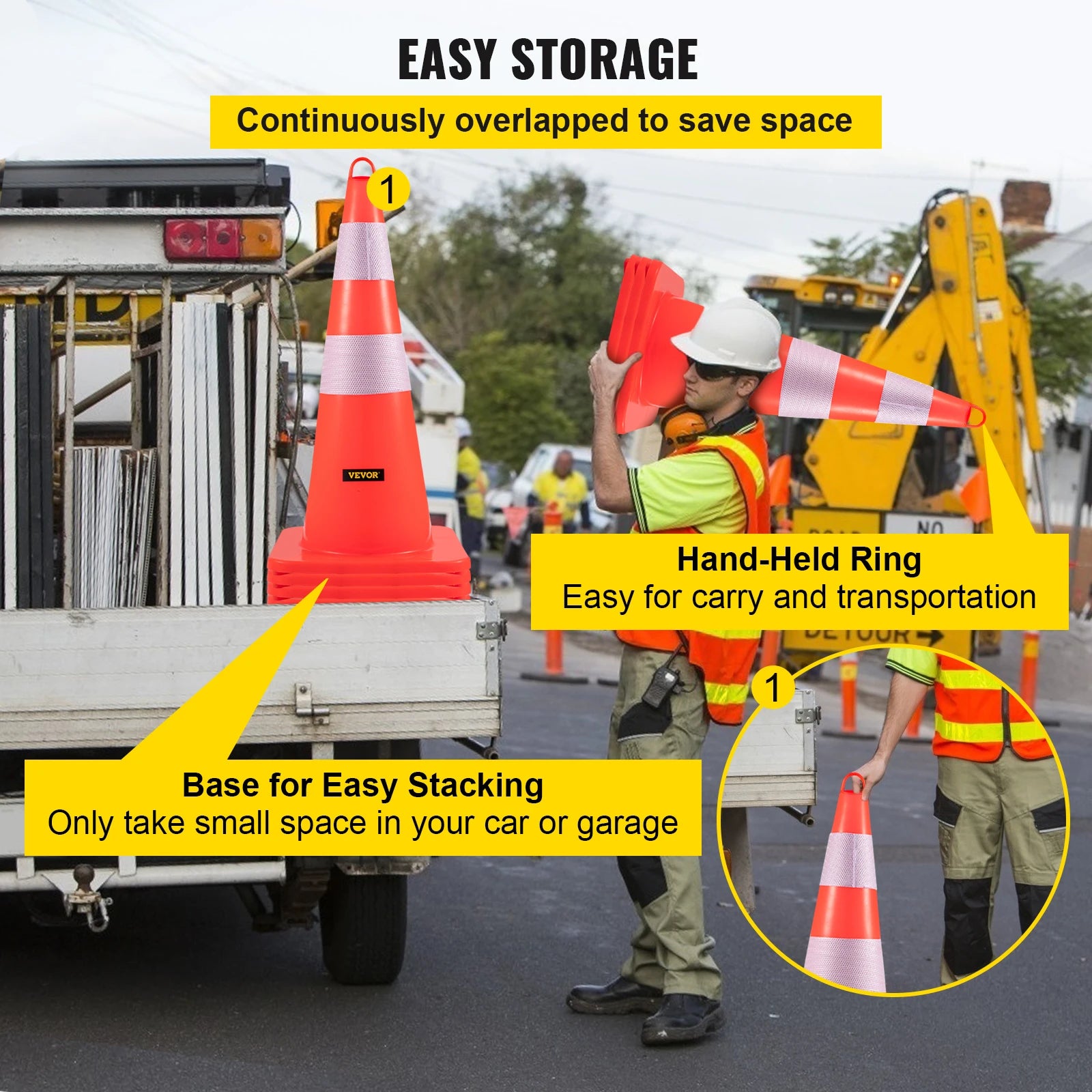 SucceBuy Safety Cones 18-36 Inches &ndash; Heavy-Duty Base System
