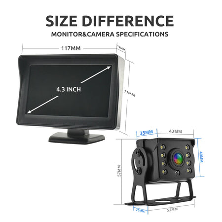 HD Rear View Camera System with 4.3 Inch Monitor for Cars &amp; RVs