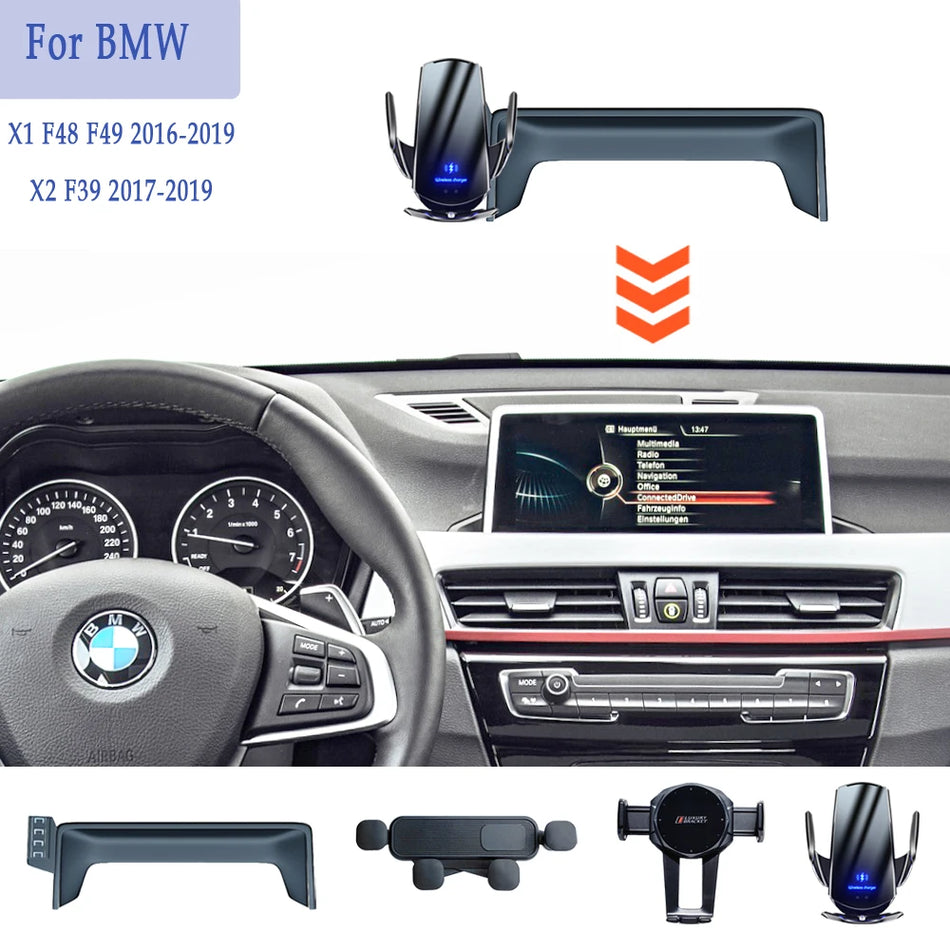 Държач за телефон с безжично зареждане за BMW X1 X2 F48 F49 F39