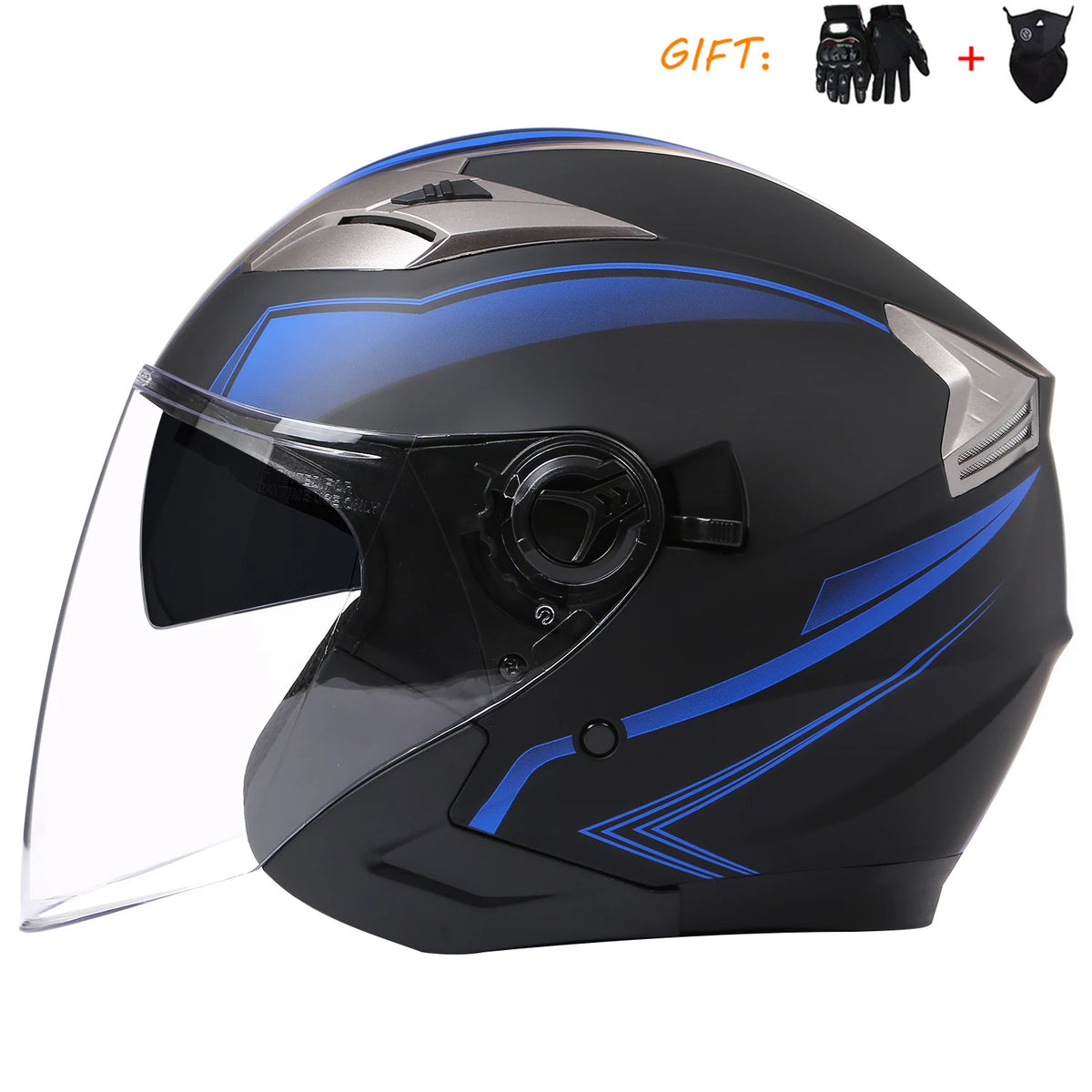 BLDC 3/4 Open Face Motorcycle Helmet with Dual Visor for Men and Women