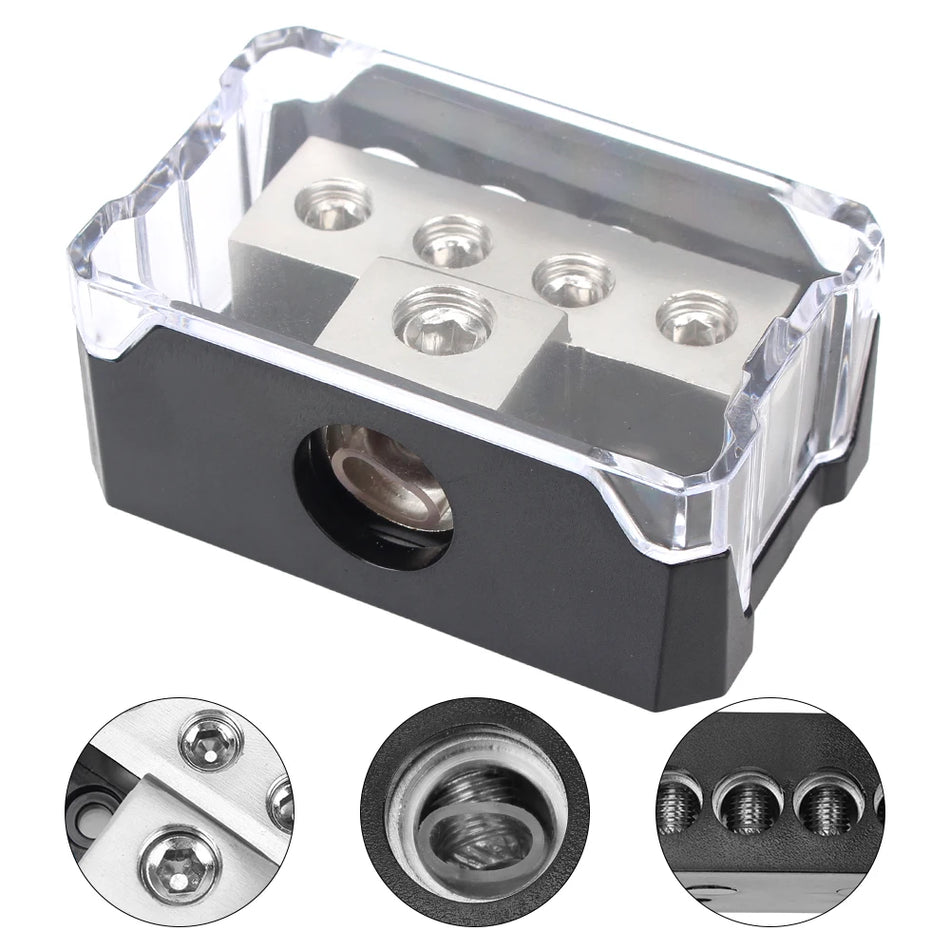 26014 Car Audio Power Distribution Block, 4-Gauge, 4-Way With Ground Case