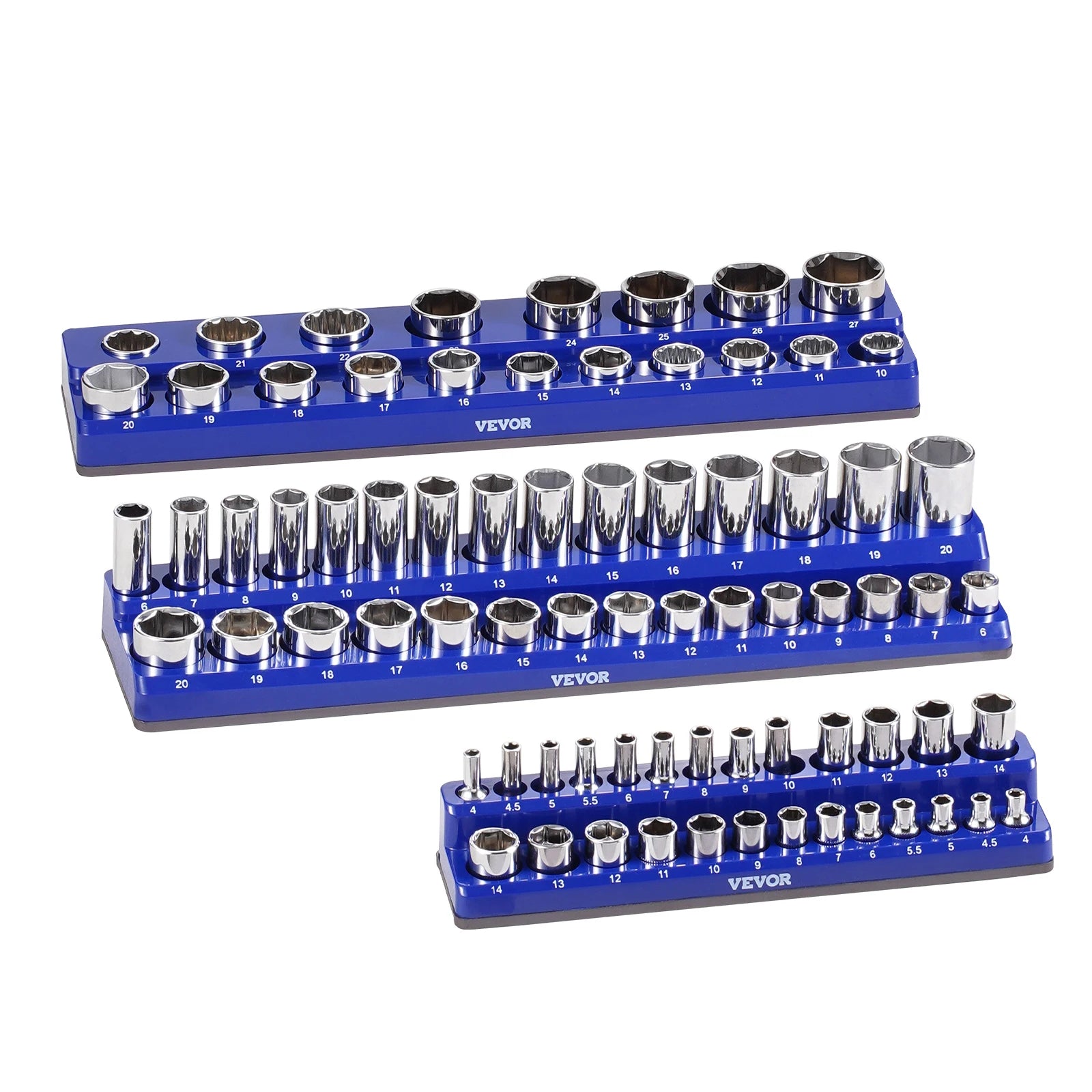 SucceBuy 3PCS metrisk magnetisk socket organizer sett 1/4'' 3/8'' & 1/2 ...