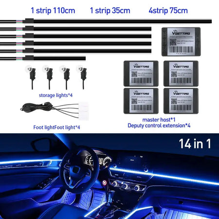 Full Color Streamer Car Ambient Lights RGB 64 Color Universal LED Interior Hidden Acrylic Strip Symphony Atmosphere Lamp by InterCyprus Trading Ltd