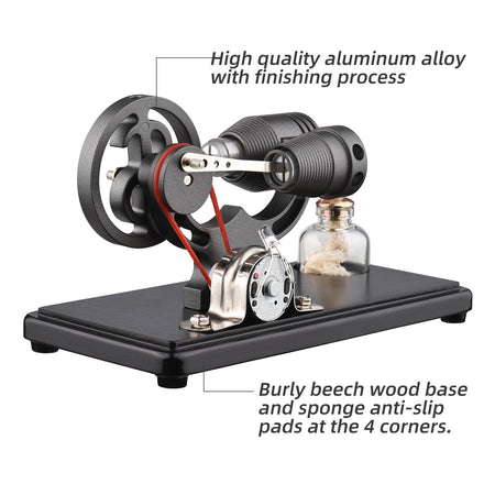 DIY Education Toy - Hot Air Stirling Engine Generator with LED &amp; Flywheel Design