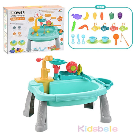 Kicala Electric Kitchen Sink Toy with Running Water and Accessories green shuiche
