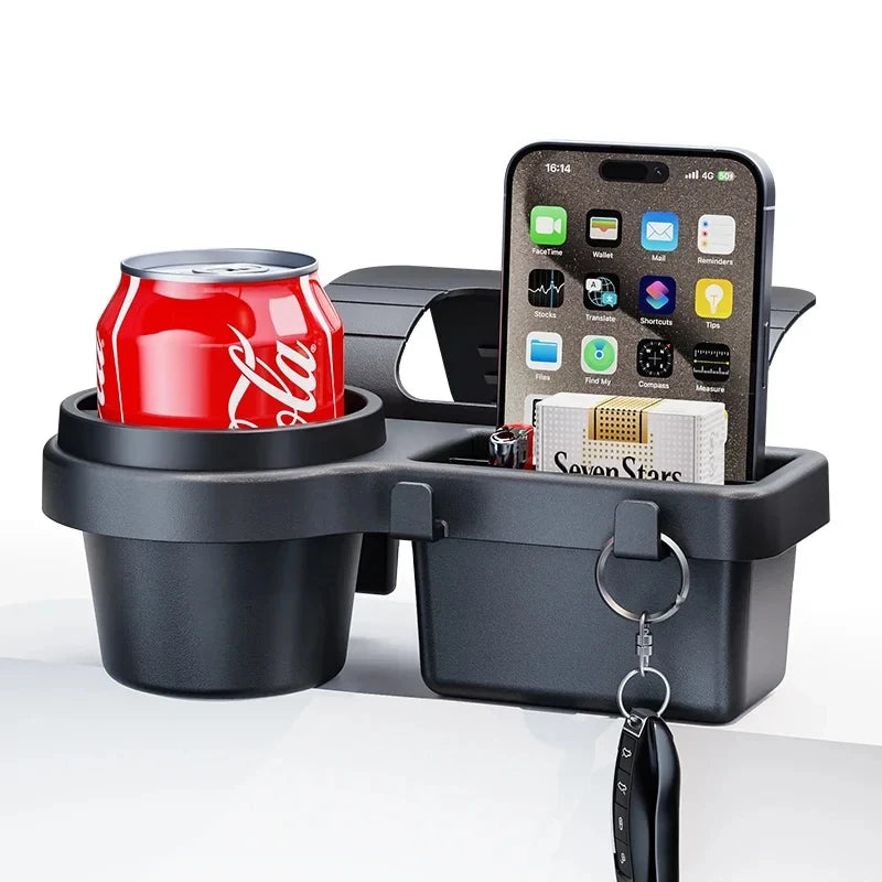 Car Cup Holder and Phone Mount Storage Tray for Side Door