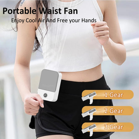 Raugee Portable Waist Clip Fan - USB Rechargeable Compact