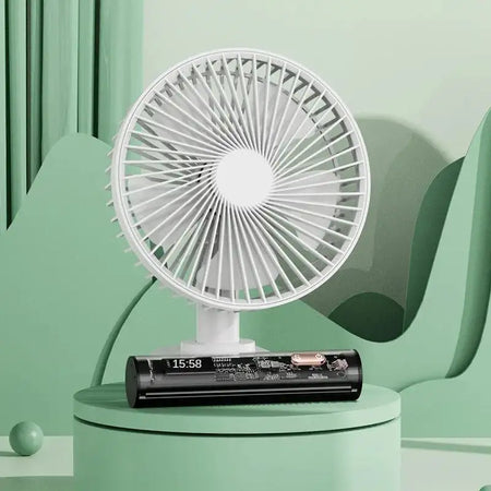 USB Desk Fan With 4 Speeds Quiet Operation 3600mAh Battery WHITE