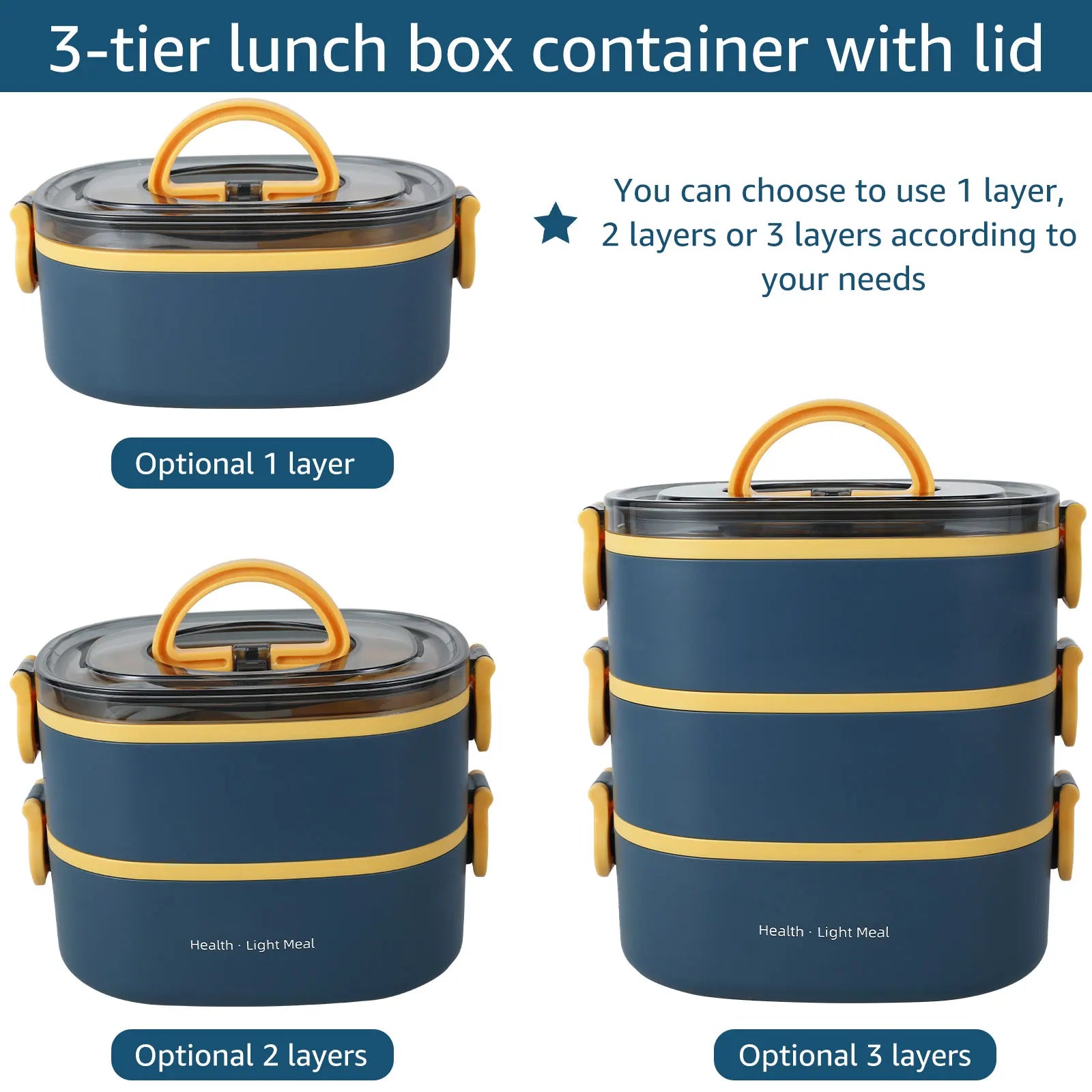 2000ML Lunch Box Portable 3 Layer Bento Box &ndash; Leakproof