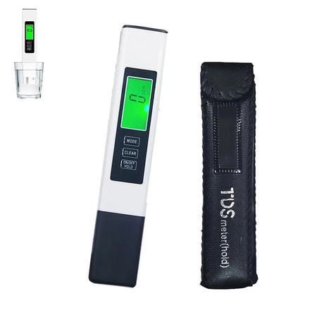 3 in 1 TDS Meter Digital Water Quality Tester - EC/Temperature 0-9990 ppm, Portable with Leather Case for Drinking white with case / CHINA