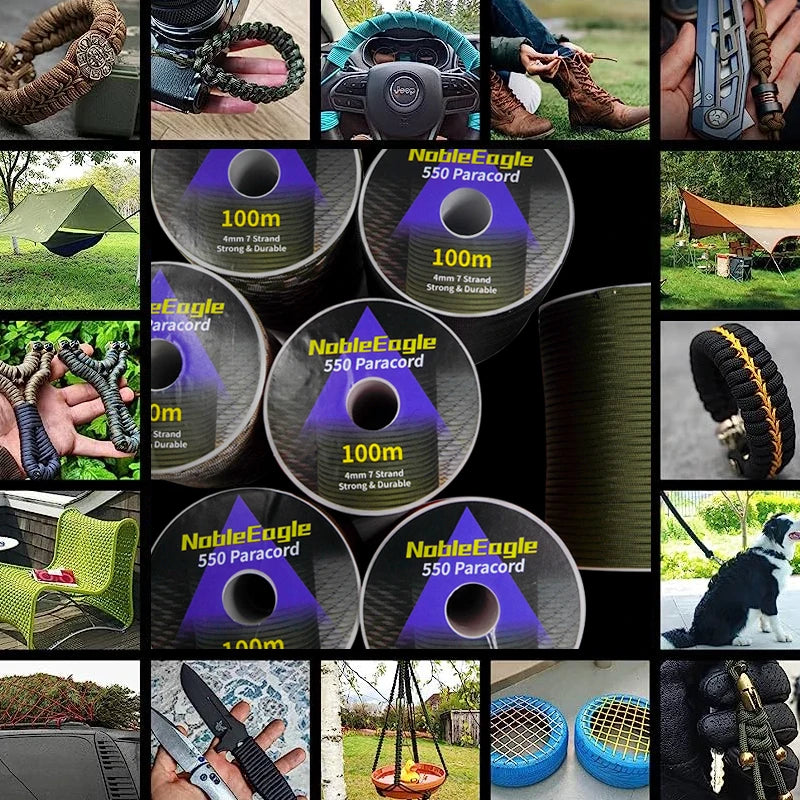 Military 550 Paracord Rope 100M 50M 31M 7 Strand 4mm Parachute Cord Outdoor Camping Survival Gear DIY Bracelet Tent Line