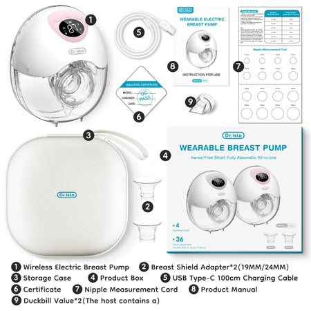 Dr.isla Wearable Electric Breast Pump - Hands-Free with 4 Modes &amp; 36 Suction Levels