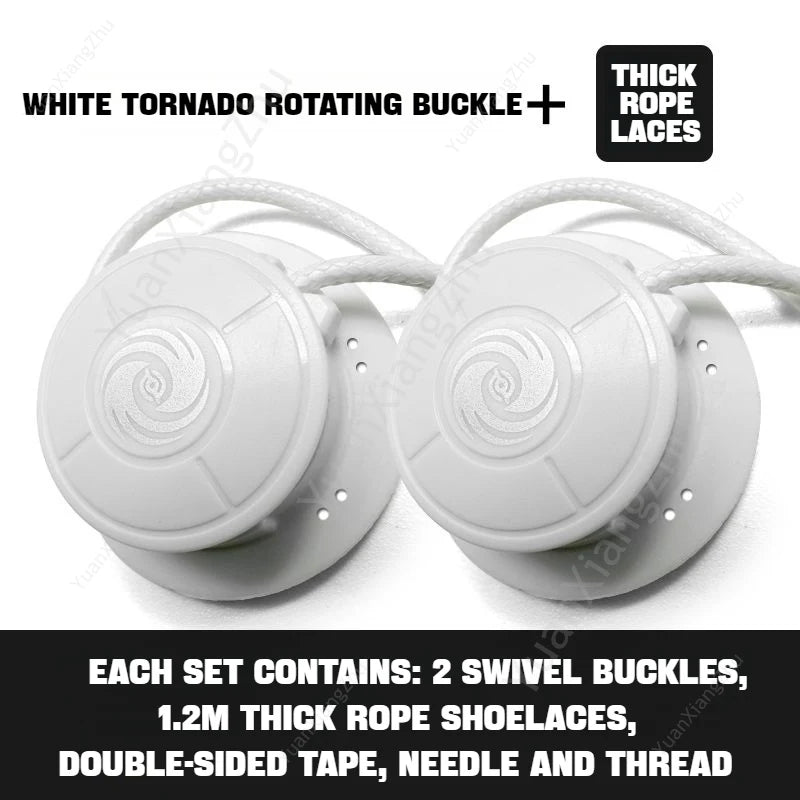 Automatic Swivel Buckle No-Tie Elastic Shoelaces for Adults and Kids White Tornado / CHINA