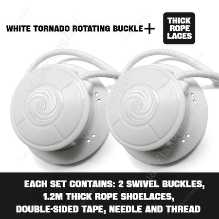 Automatic Swivel Buckle No-Tie Elastic Shoelaces for Adults and Kids White Tornado / CHINA