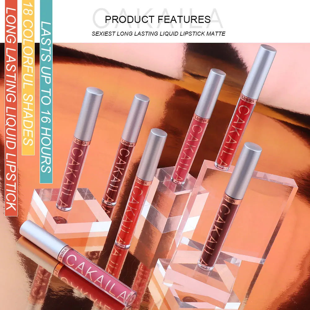 18 Colour Matte Lipstick - Non-Stick Cup Waterproof Lip Gloss