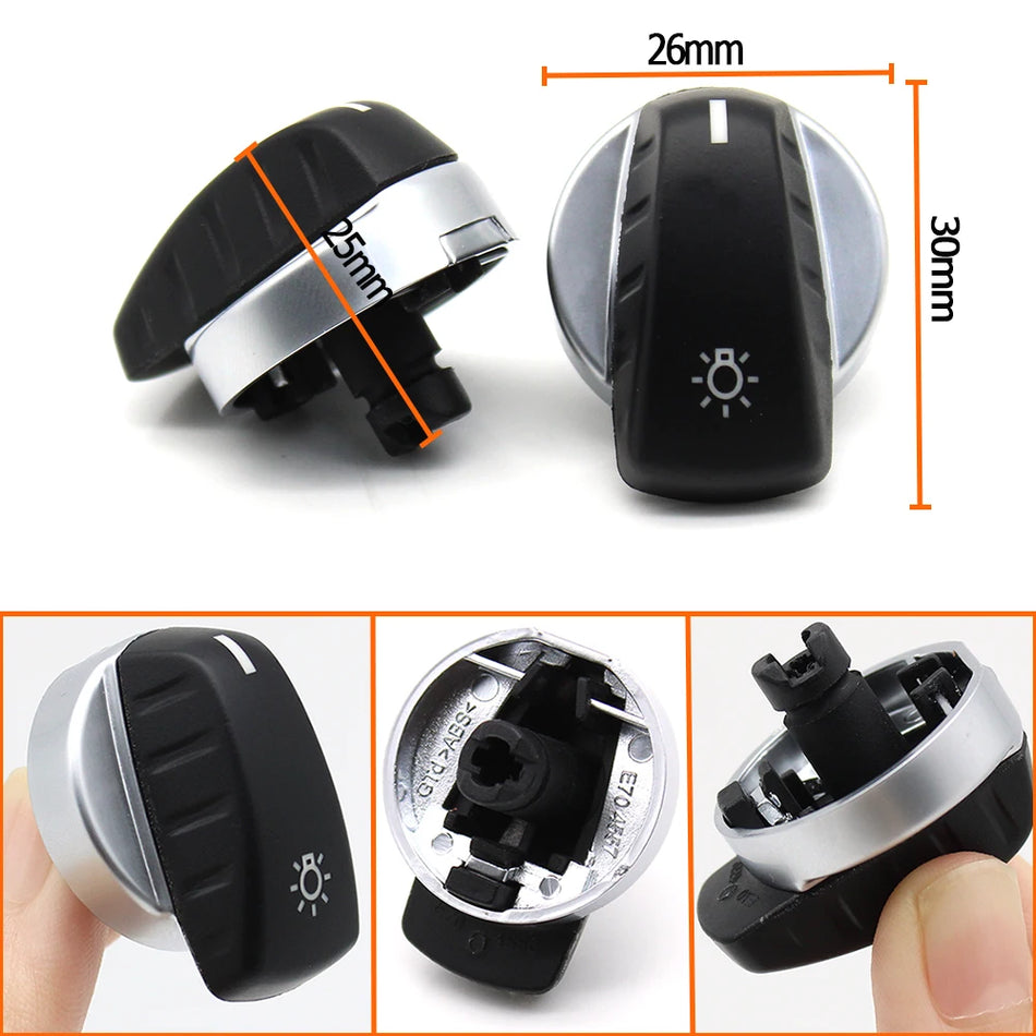 Headlamp Rotary Switch Knob Cover for BMW E60 E70 E71 E72 Z4 E89, PC ABS Chrome Finish Replacement