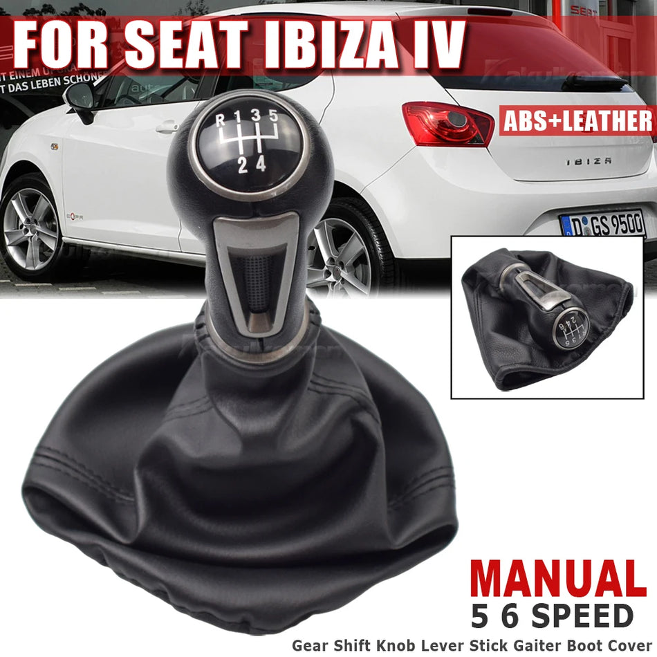 Mânere de schimbător de viteze din piele cu cizmă din piele pentru SEAT Ibiza IV