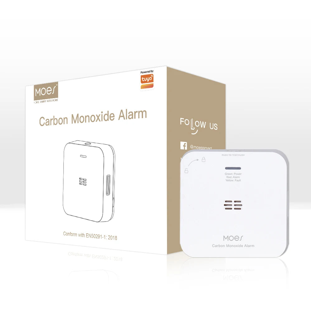 MOES Tuya ZigBee CO Detector Alarm &ndash; Wireless Safety Sensor White